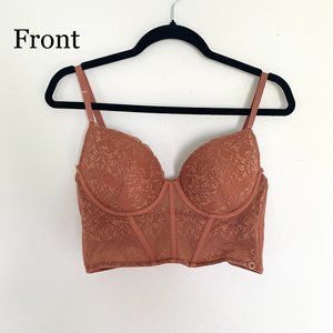 Danskin Intimates Women Corset Brown 36 C Lace Bralette Crop Top